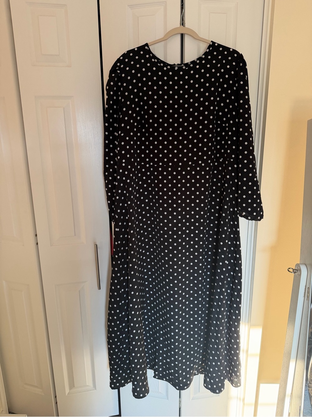 Black White Polka Dot Long Sleeve Dress
